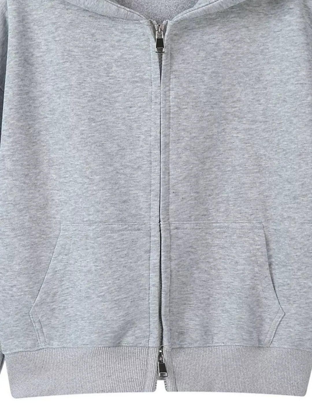Zip-up hoodie with front pockets and ribbed cuffs