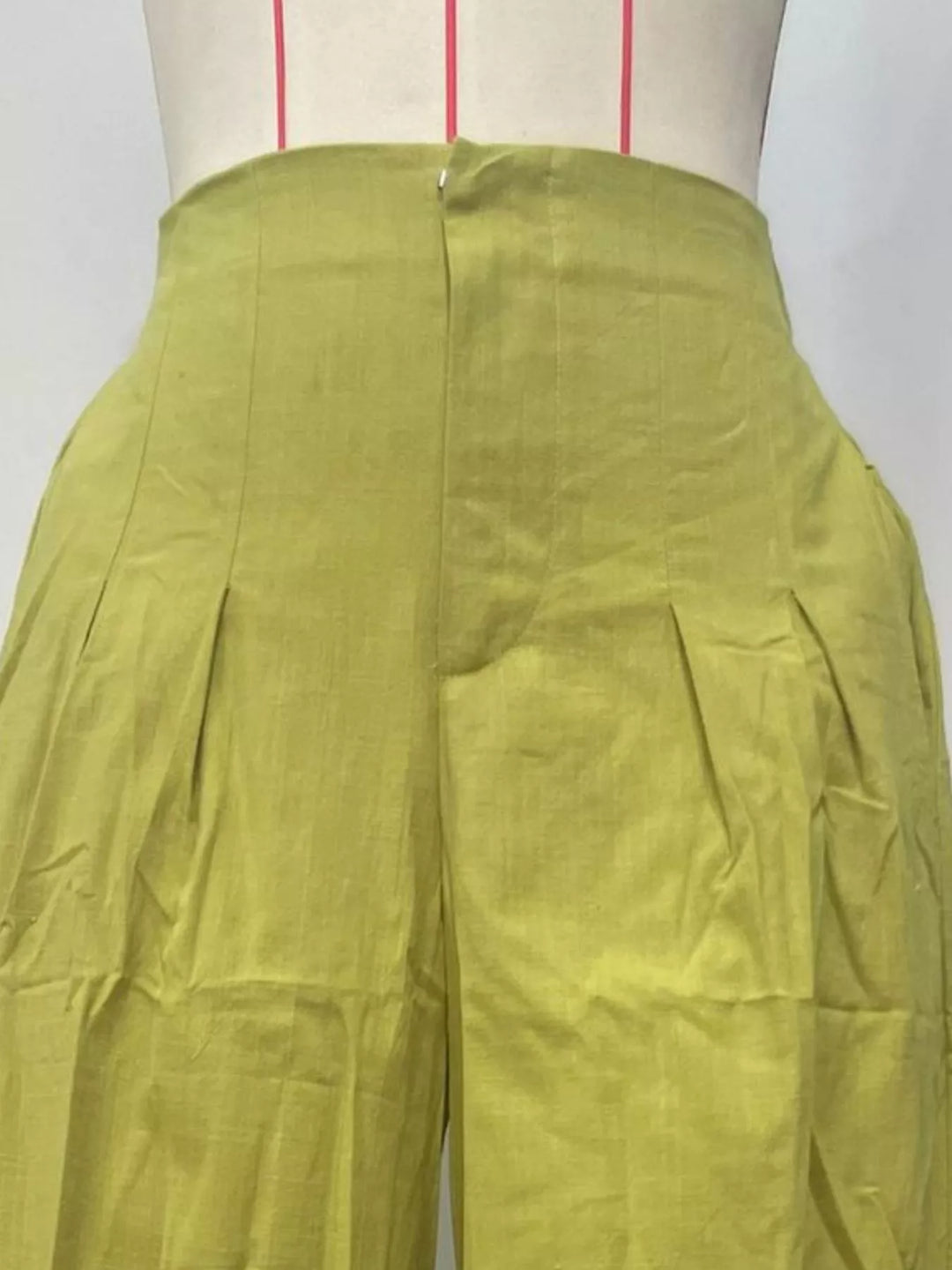 Pleated high-rise wide-leg pants with pockets