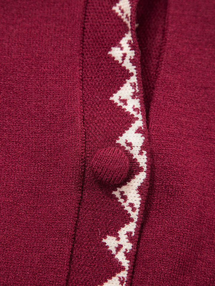 Lace trim bow pocket knit button-down cardigan