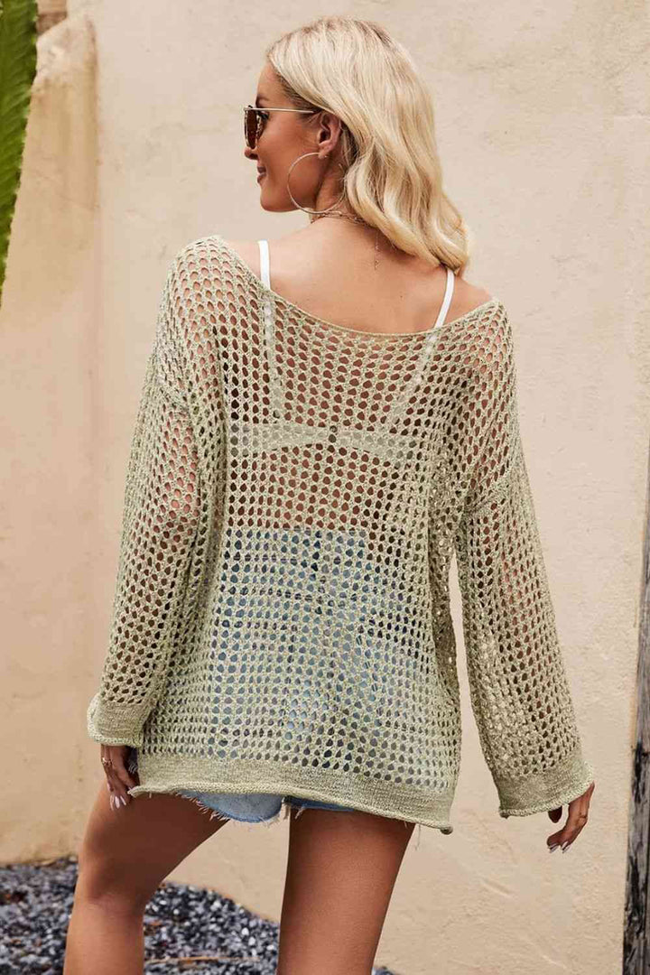 Natty Bohemian Crochet Off-Shoulder Beach Cover-up
