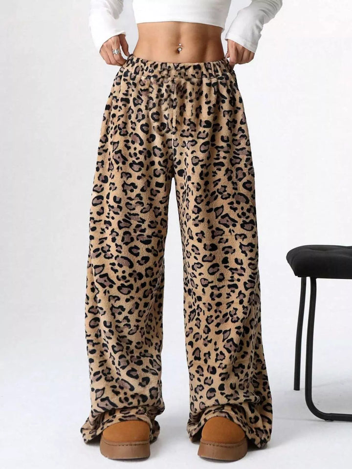 Drawstring wide-leg pull-on lounge pants