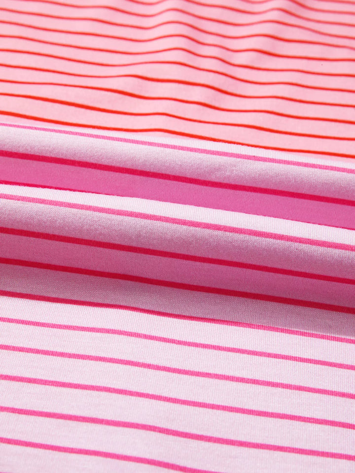 Exposed seam striped colorblock long sleeve top