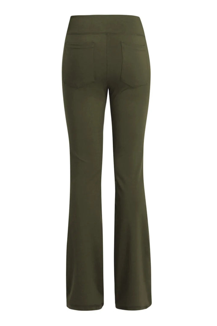 High-waisted flare yoga pants with side phone pockets