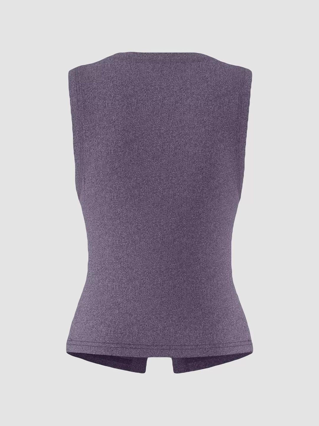Ribbed mock-neck button-front sleeveless tank