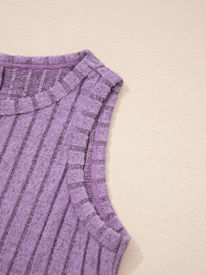 Ribbed high-neck mineral wash tank top