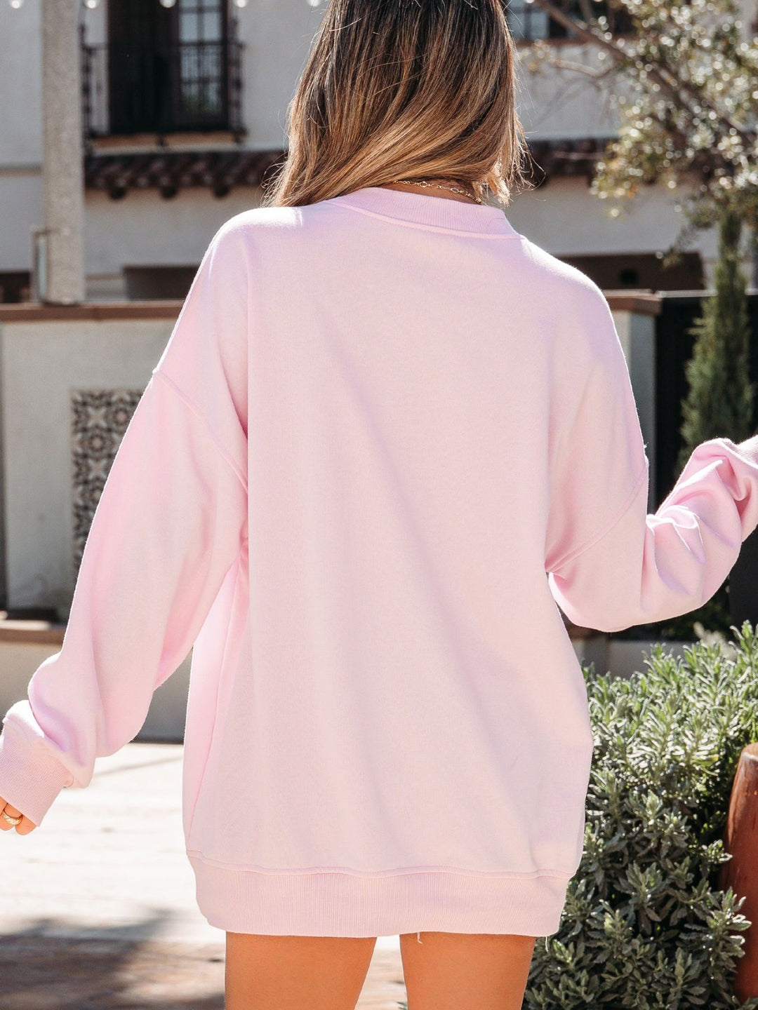 Patchwork heart oversized crewneck sweatshirt