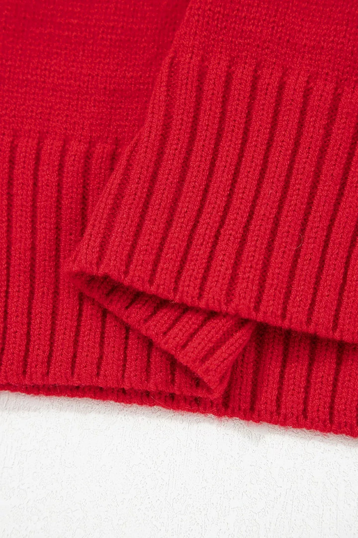 Collared V-neck pullover sweater with ribbed hem