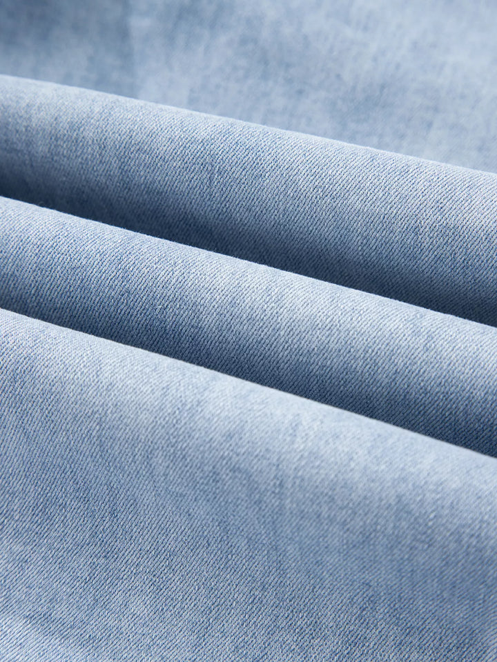 Wide-leg drawstring jeans with raw frayed hem