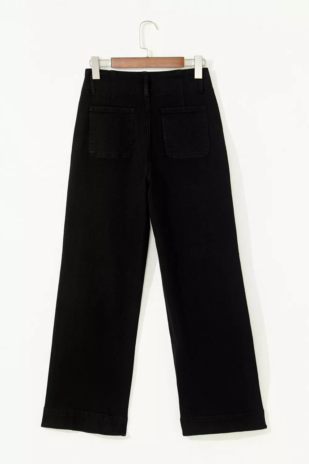 Two-button high-rise wide-leg flare jeans