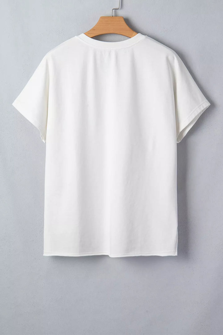 Patriotic star-patch mineral-washed notched-neck tee
