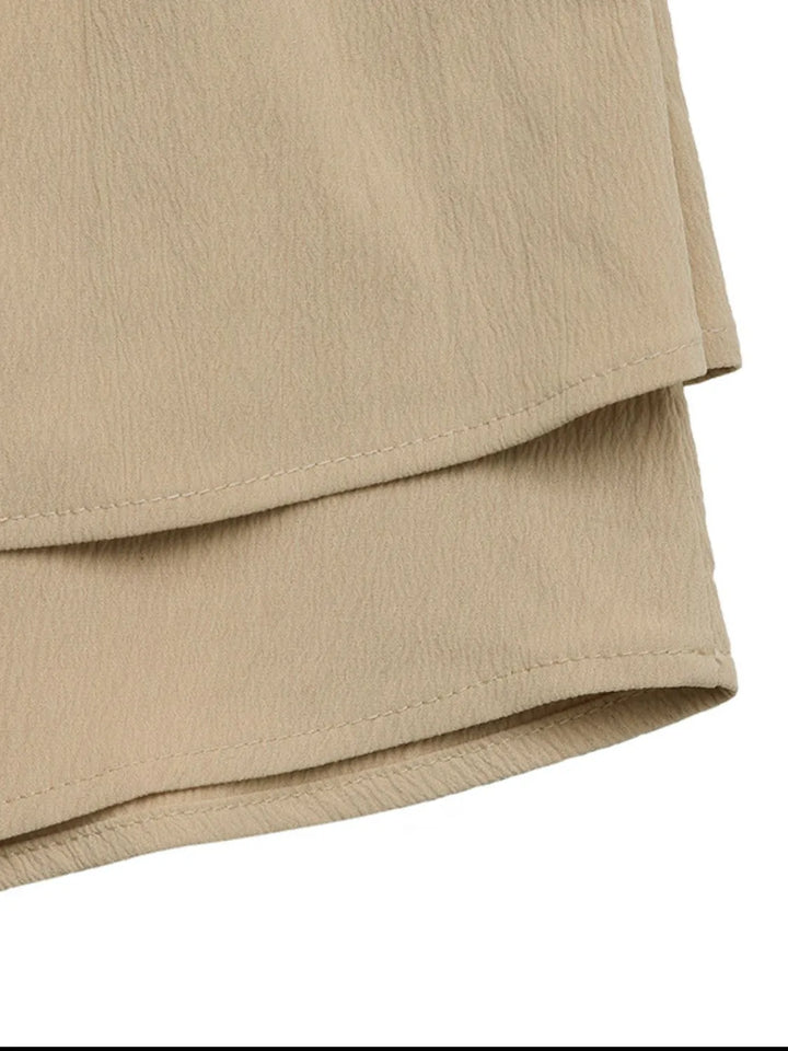 Layered ruffle mini skirt with elastic waist