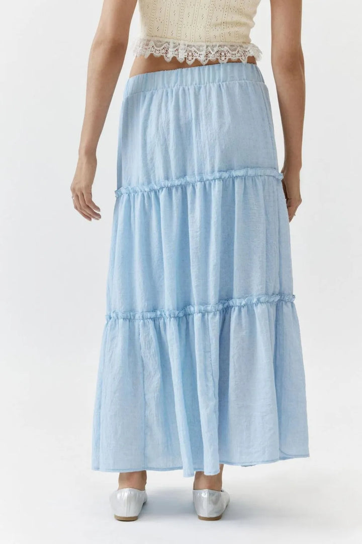 Tiered frill maxi skirt with elastic waist