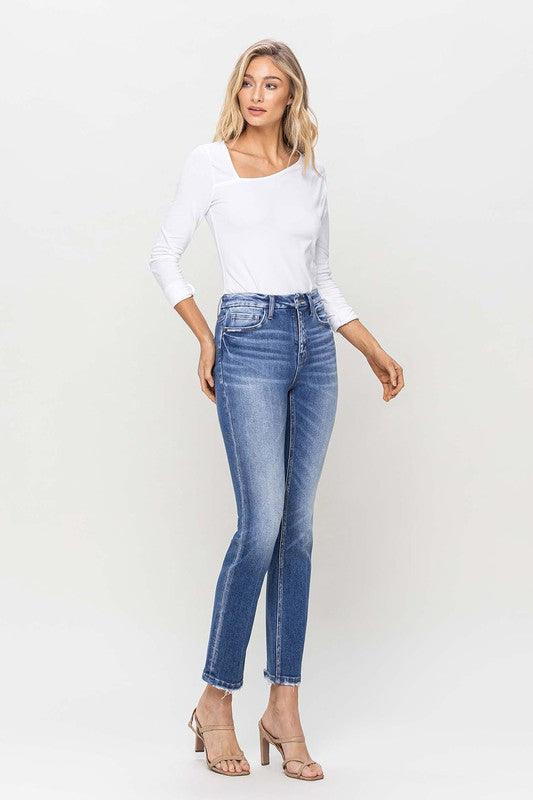 High Rise Slim Straight Jeans - Azoroh