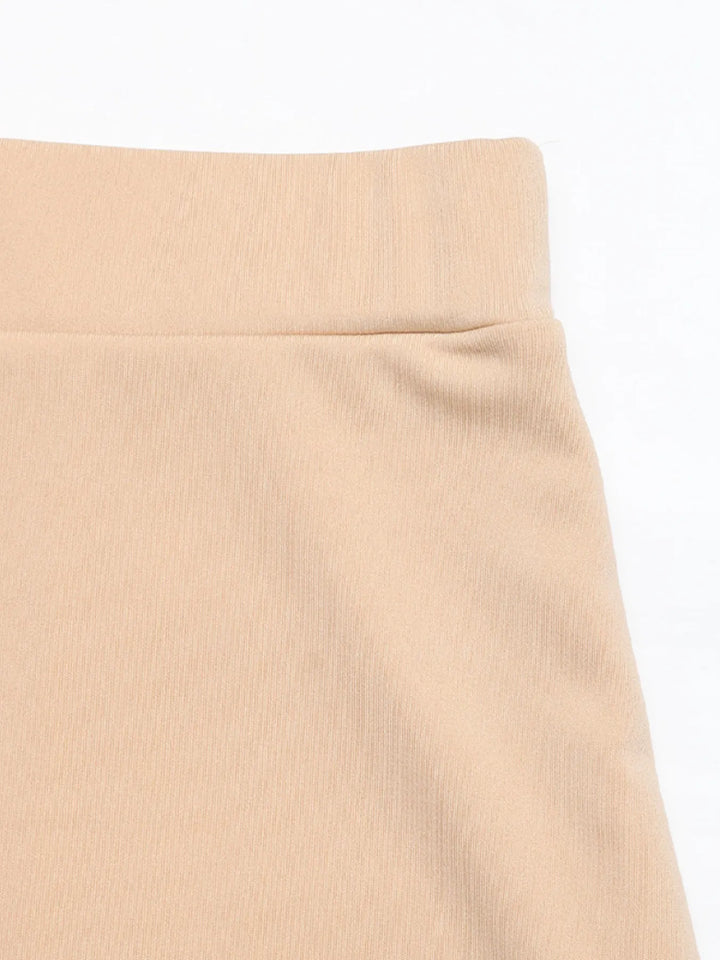 Layered A-line midi skirt with contrast ruffle hem