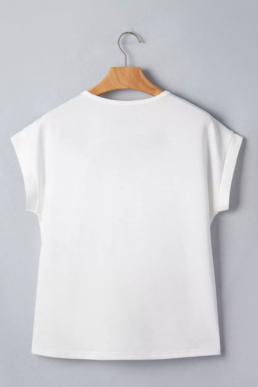 Embroidered floral denim yoke button henley top