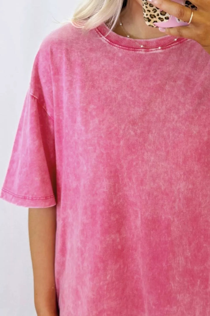 Mineral washed oversized drop-shoulder cotton tee