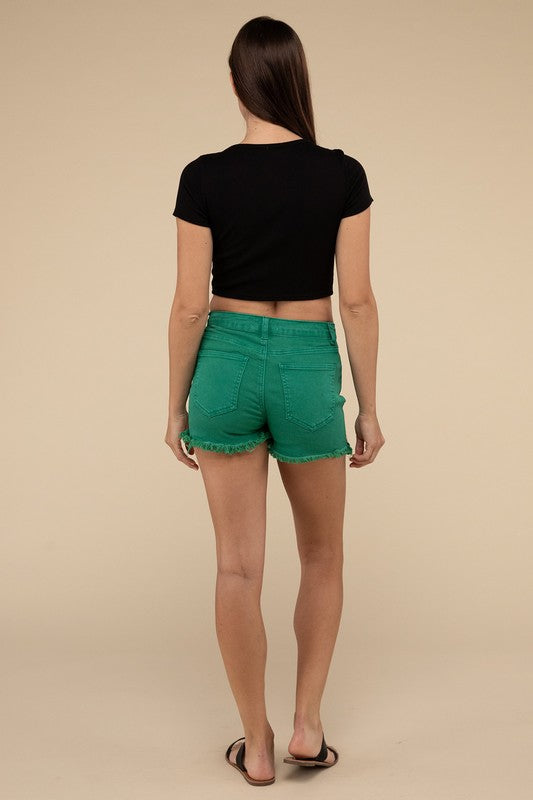 Riviera Acid Washed Frayed Cutoff Denim Shorts