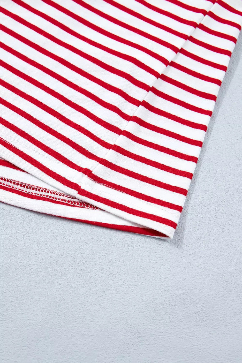 Striped contrast-trim crew neck puff sleeve tee