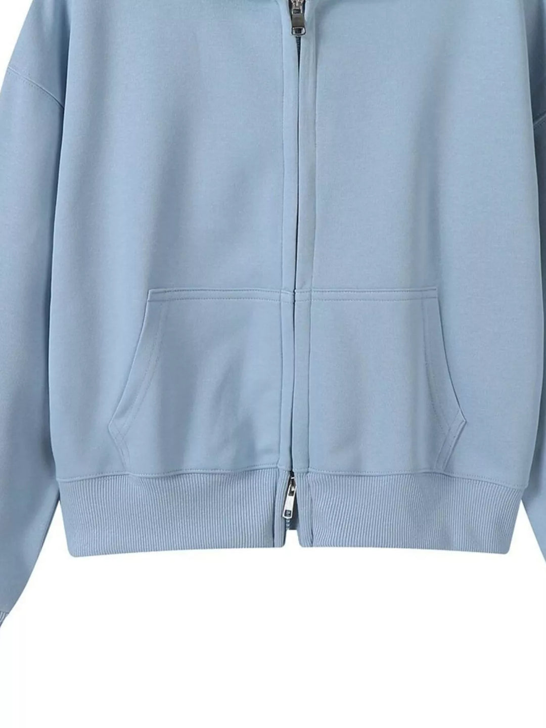 Zip-up hoodie with front pockets and ribbed cuffs