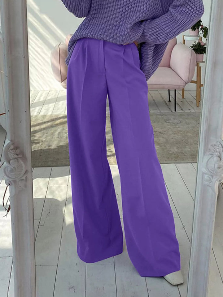 Pleated wide-leg dress pants with high-rise waist