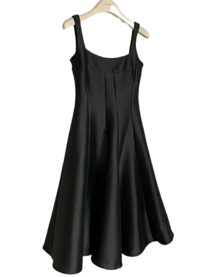 Square neck A-line sleeveless midi dress