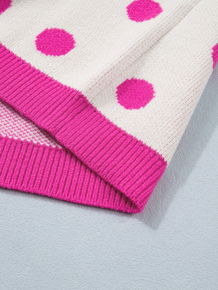 Polka dot puff sleeve V-neck sweater top