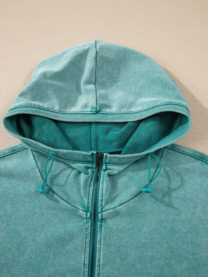 Mineral wash half-zip pullover with kangaroo pocket