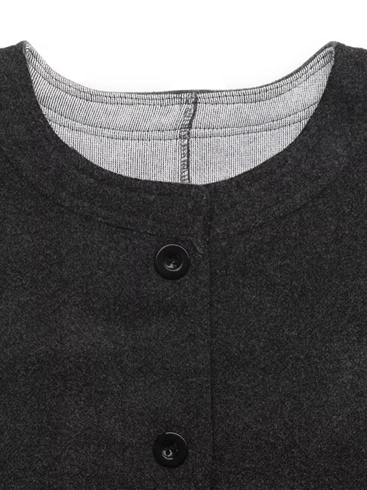 Longline sleeveless button-front vest coat