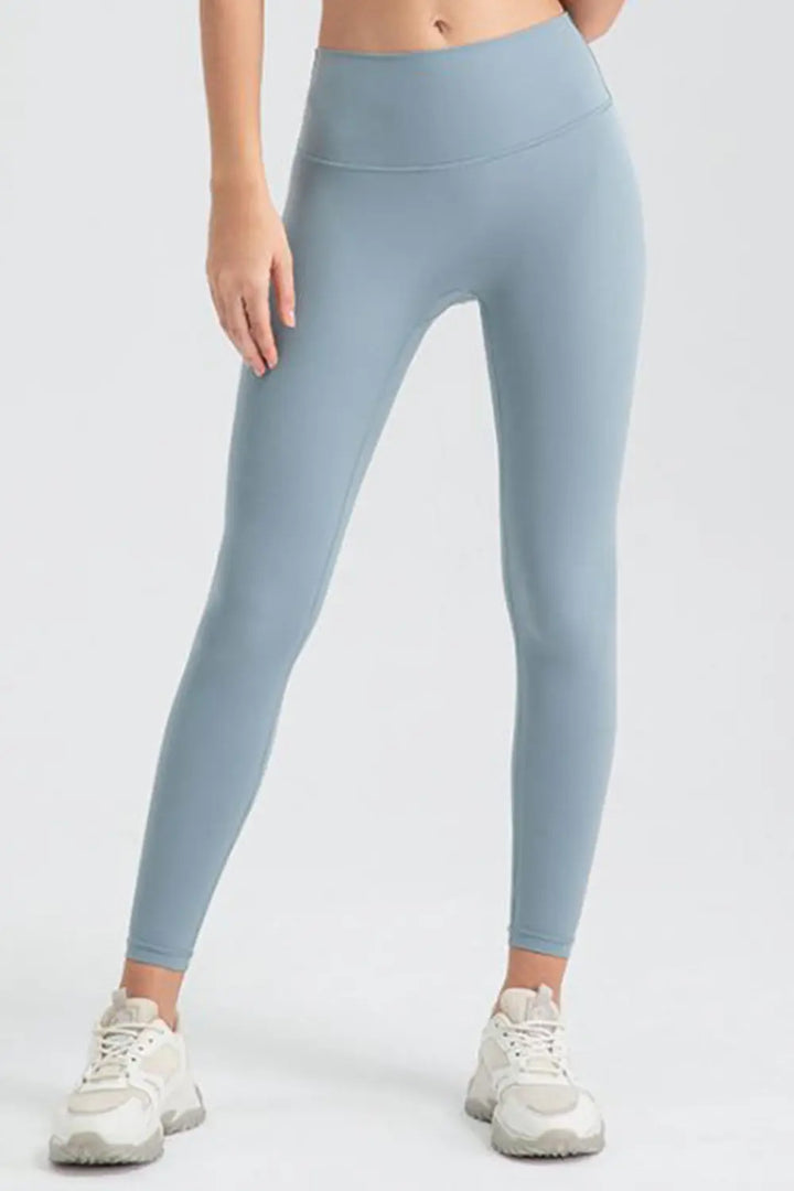 Misty  Blue Wide waistband high-rise stretch sport leggings