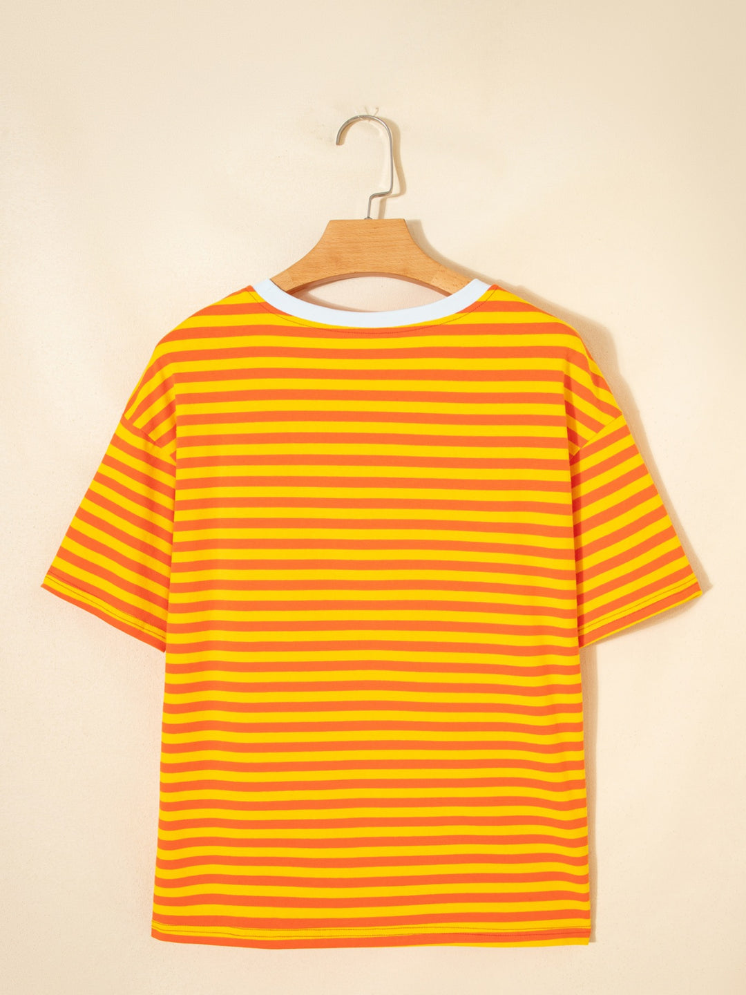 Striped oversized drop-shoulder crew neck t-shirt