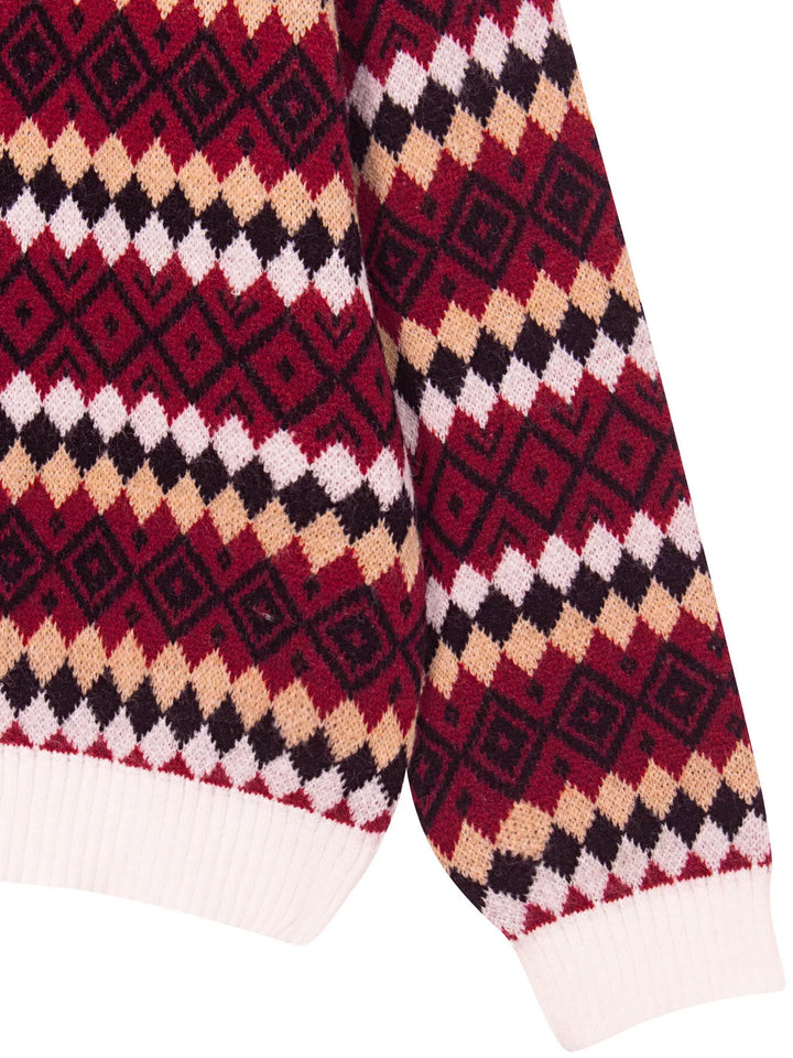 Geometric Fair Isle knit crew neck sweater