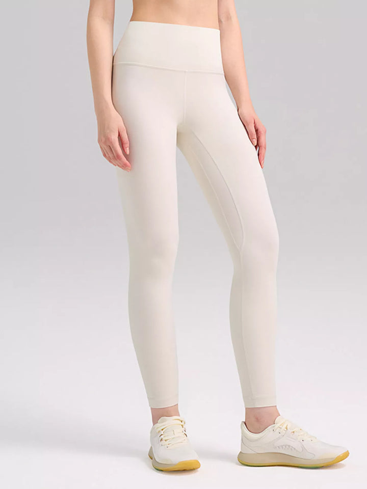 Eggshell High-rise seamless workout leggings with four-way stretch