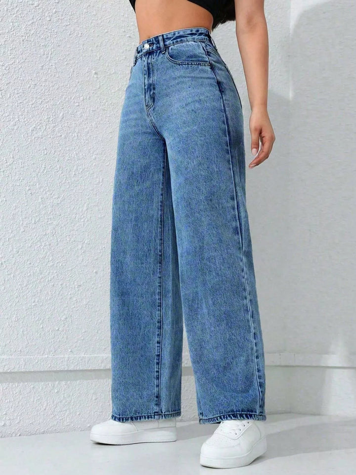 High-rise wide-leg jeans with five-pocket styling