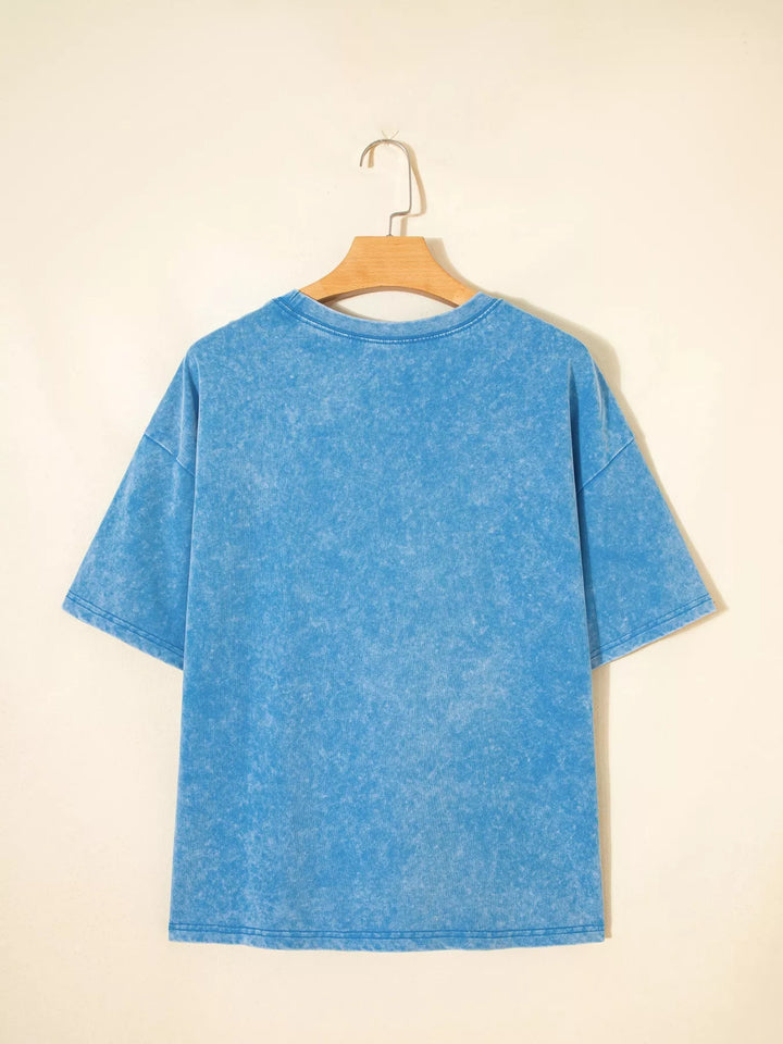 Mineral wash oversized drop-shoulder crew neck tee