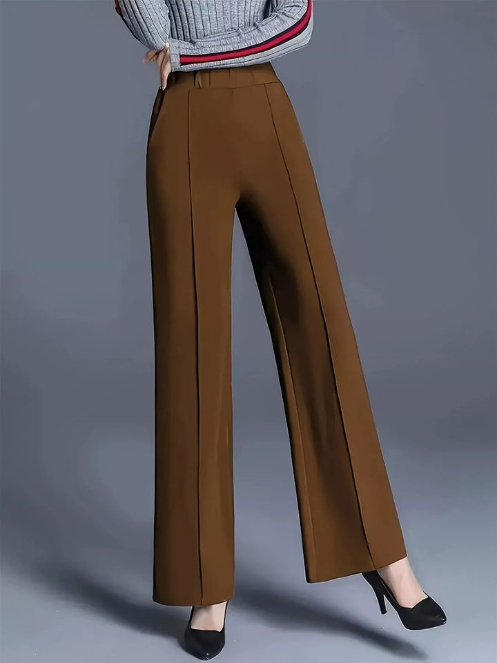 Dark Brown Wide leg high-rise trousers with front seam detail