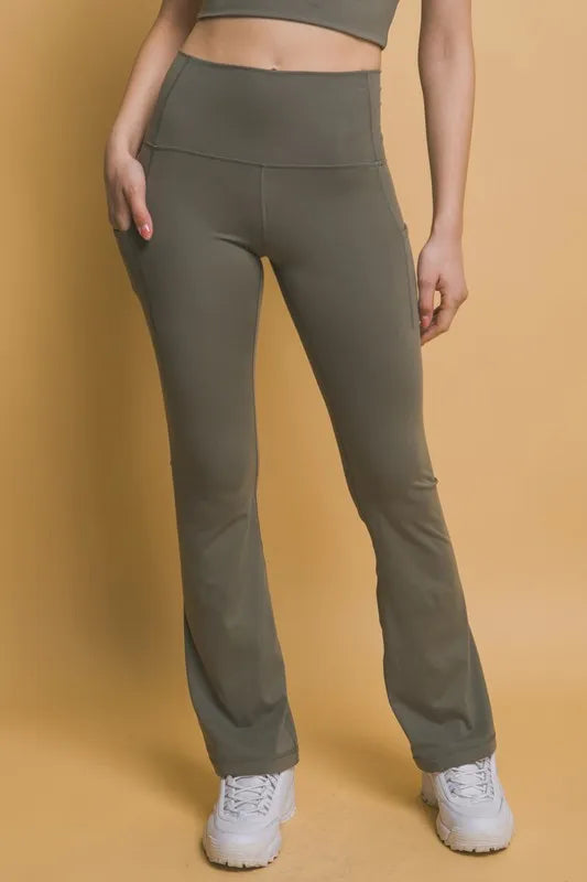 Moss High-waist flare active leggings with side pockets