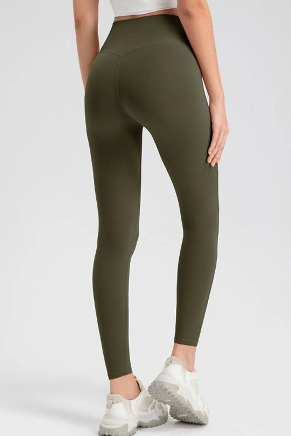 High-waisted skinny active leggings with wide waistband