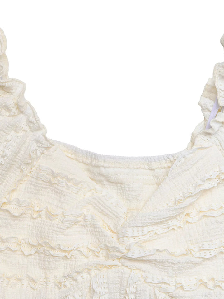 Ruched sweetheart neck puff sleeve babydoll top