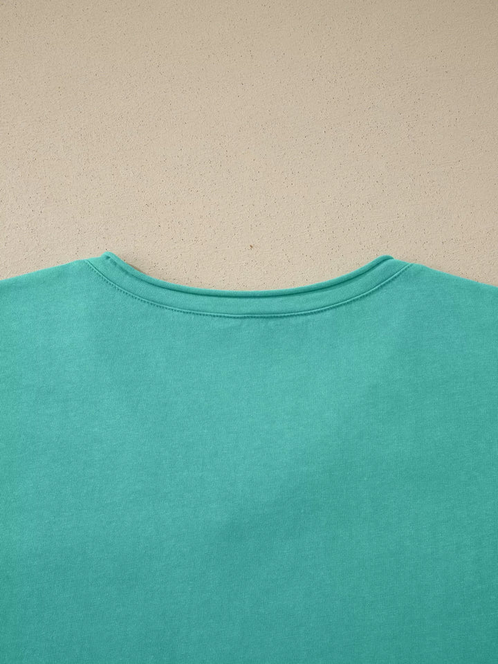Mineral wash V-neck cotton tee with chest pocket