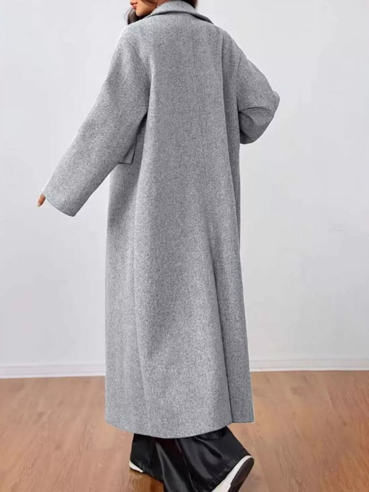 Notch lapel longline overcoat with flap pockets