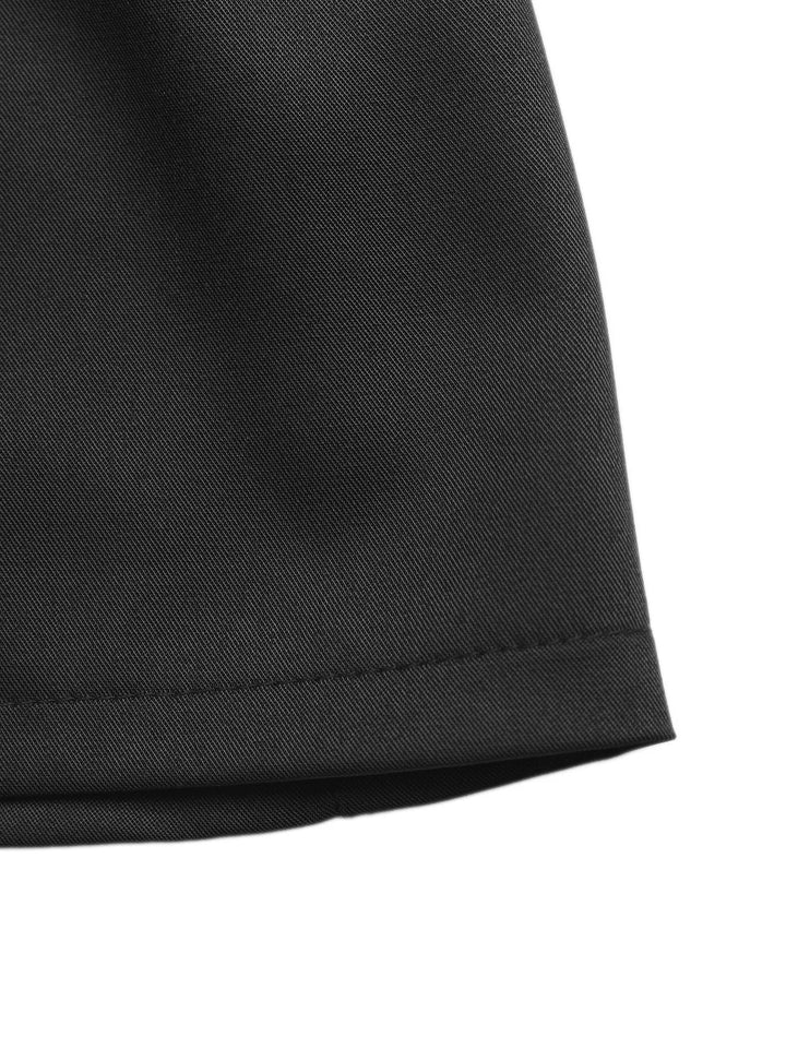 Pleated high-rise shorts with wrap waist and rose button