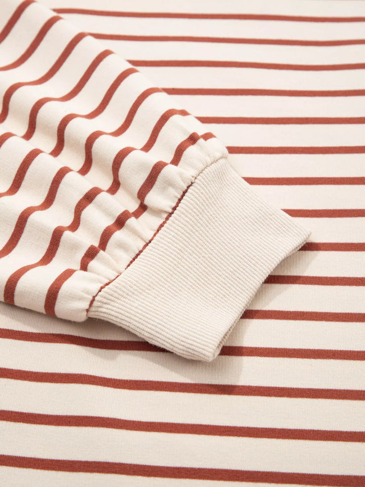 Striped oversized crew neck sweatshirt with ribbed trim