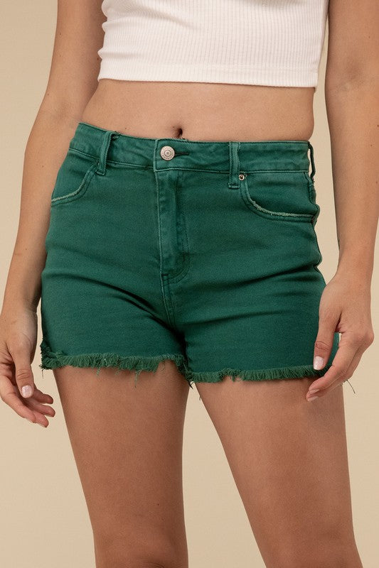 Riviera Acid Washed Frayed Cutoff Denim Shorts