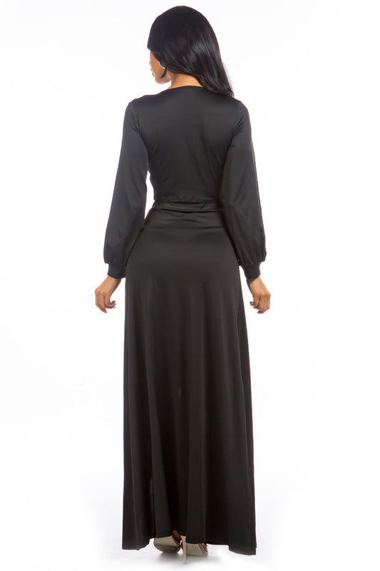 Allura Twist-Front Crop Top & Maxi Skirt Set in BLACK - v neck, maxi - view 5