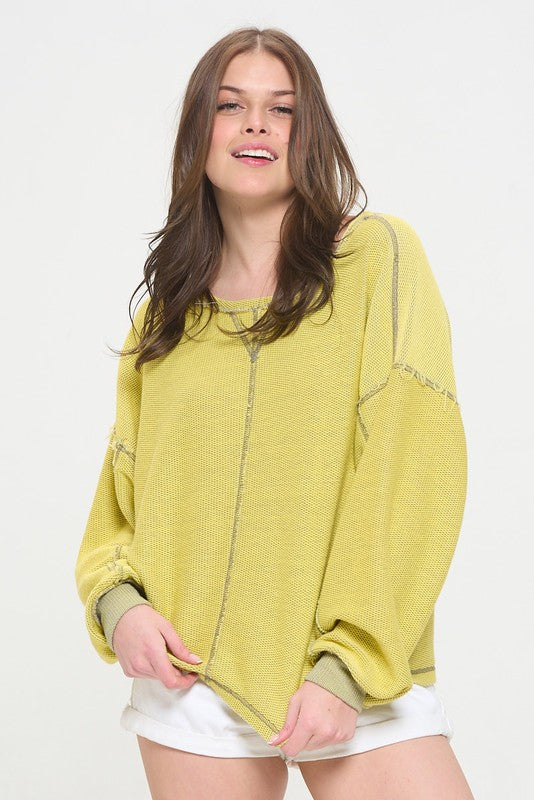Aspen Reversible Dolman Sleeve Ribbed Knit Sweater - round neck, relaxed fit - view 12