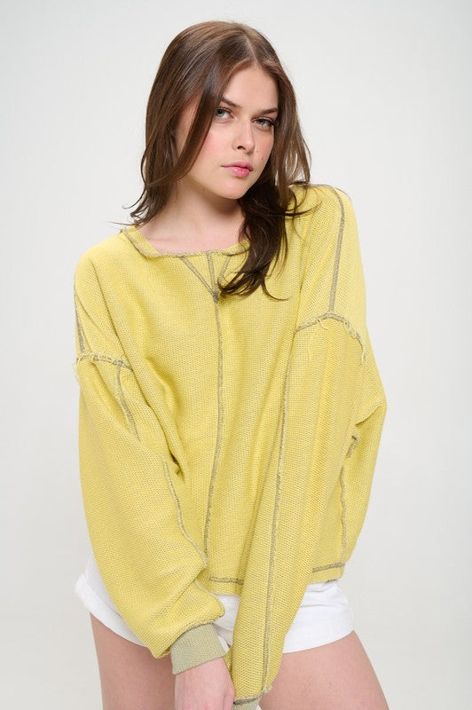 Aspen Reversible Dolman Sleeve Ribbed Knit Sweater - round neck, relaxed fit - view 15