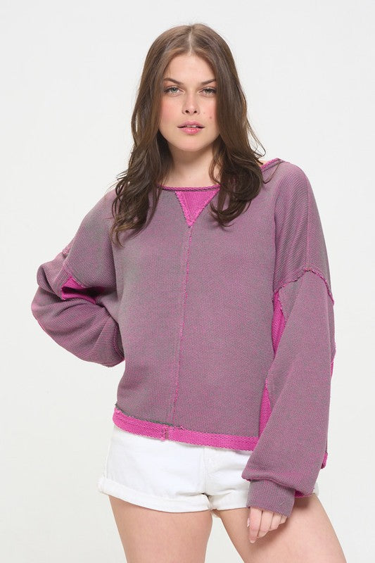 Aspen Reversible Dolman Sleeve Ribbed Knit Sweater - round neck, relaxed fit - view 35