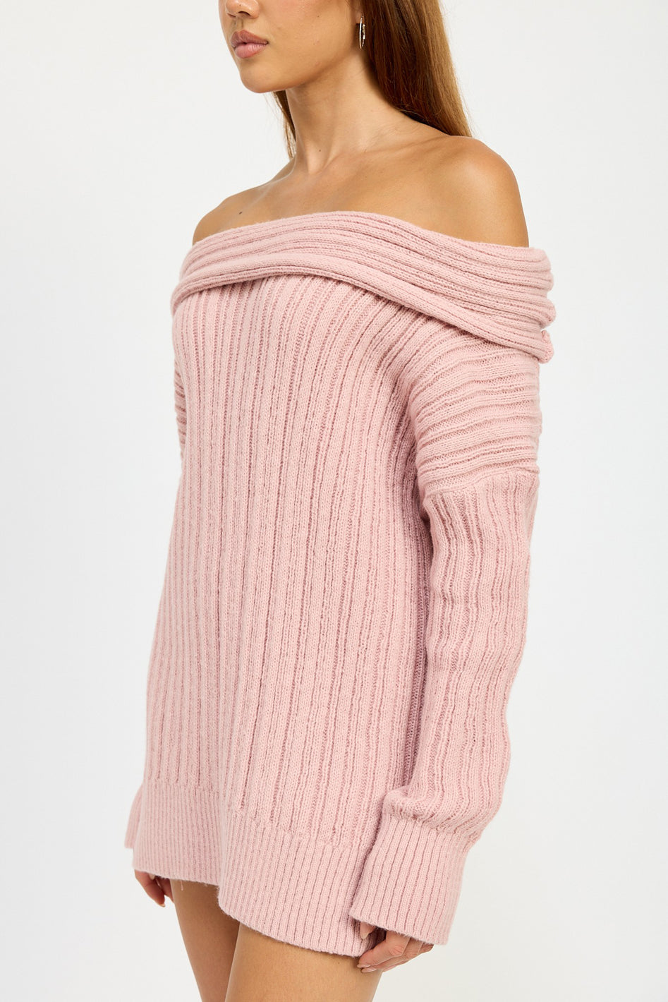 Avalon Ribbed Off-Shoulder Sweater Dress - off shoulder, oversized - alternate view