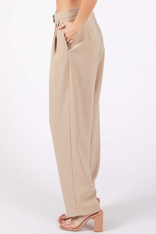 Aveline High-Waisted Pleated Wide-Leg Slacks - wide leg, high waist - view 10