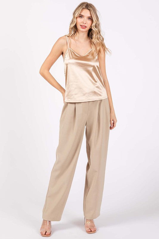 Aveline High-Waisted Pleated Wide-Leg Slacks - wide leg, high waist - view 12